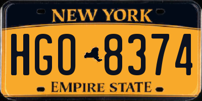 NY license plate HGO8374