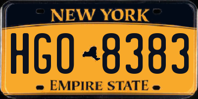 NY license plate HGO8383