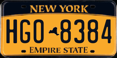 NY license plate HGO8384