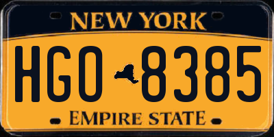 NY license plate HGO8385