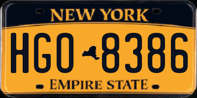 NY license plate HGO8386