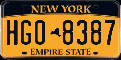 NY license plate HGO8387