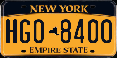 NY license plate HGO8400