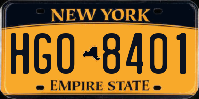 NY license plate HGO8401