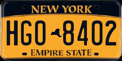 NY license plate HGO8402