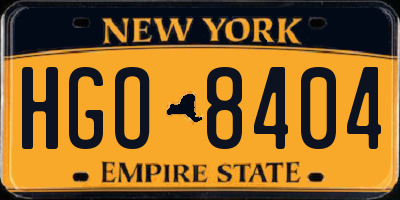 NY license plate HGO8404