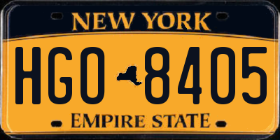 NY license plate HGO8405