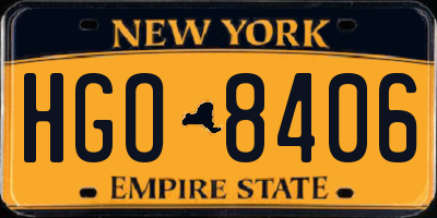 NY license plate HGO8406