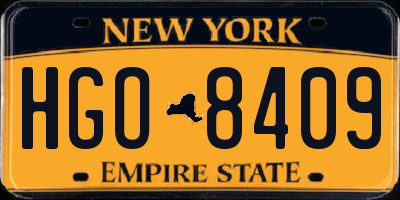 NY license plate HGO8409