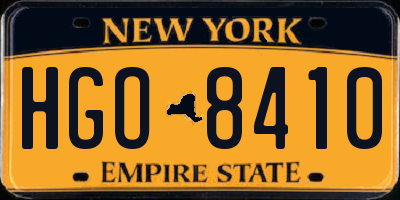 NY license plate HGO8410