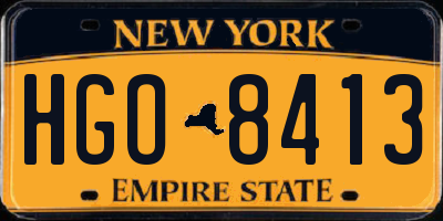 NY license plate HGO8413