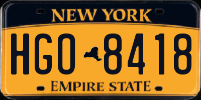 NY license plate HGO8418