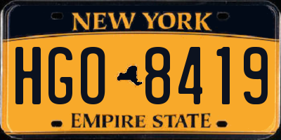 NY license plate HGO8419