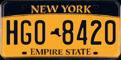 NY license plate HGO8420