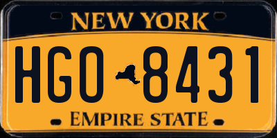 NY license plate HGO8431