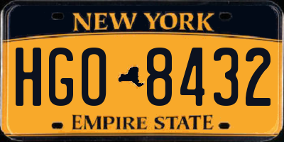 NY license plate HGO8432