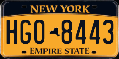 NY license plate HGO8443