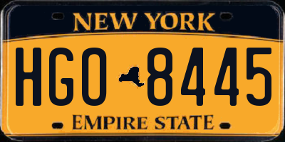 NY license plate HGO8445