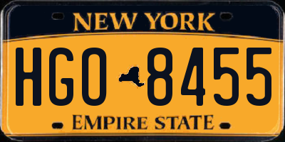 NY license plate HGO8455