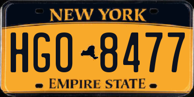 NY license plate HGO8477