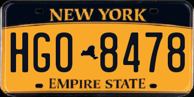 NY license plate HGO8478