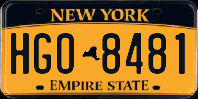 NY license plate HGO8481