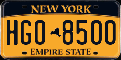 NY license plate HGO8500