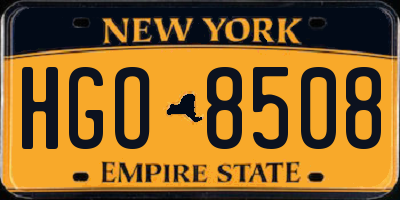 NY license plate HGO8508