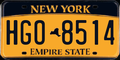 NY license plate HGO8514