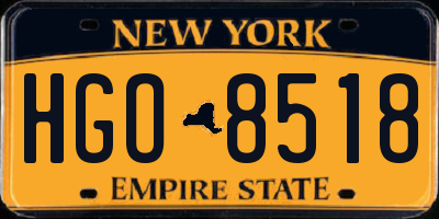 NY license plate HGO8518