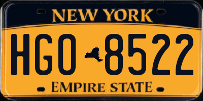 NY license plate HGO8522