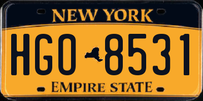 NY license plate HGO8531