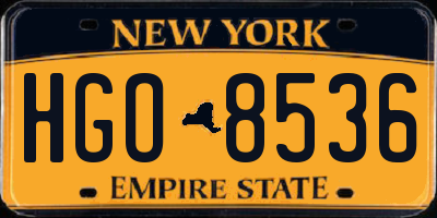 NY license plate HGO8536