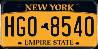 NY license plate HGO8540