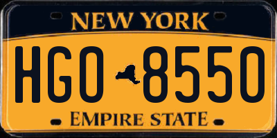 NY license plate HGO8550