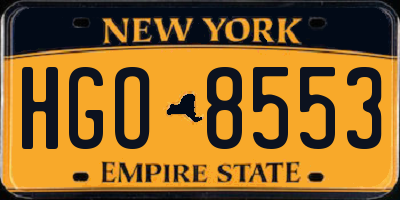 NY license plate HGO8553