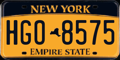 NY license plate HGO8575