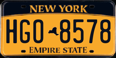 NY license plate HGO8578