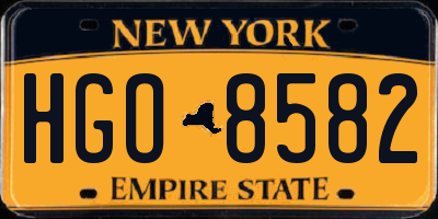 NY license plate HGO8582