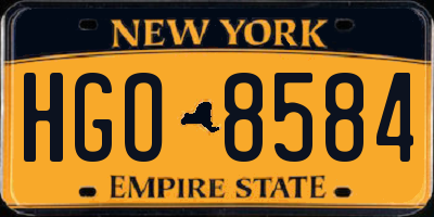 NY license plate HGO8584