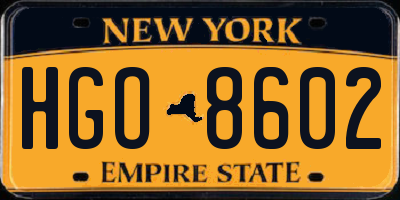 NY license plate HGO8602