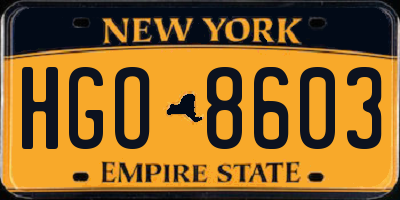 NY license plate HGO8603