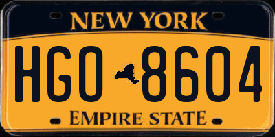 NY license plate HGO8604