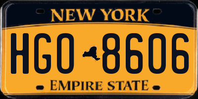 NY license plate HGO8606