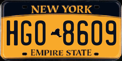 NY license plate HGO8609