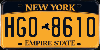 NY license plate HGO8610