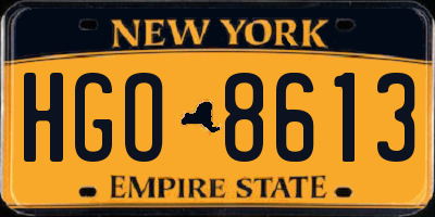 NY license plate HGO8613