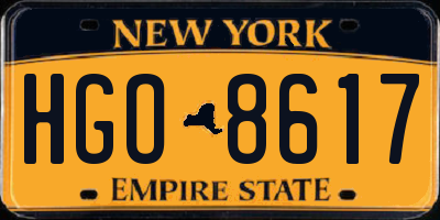 NY license plate HGO8617