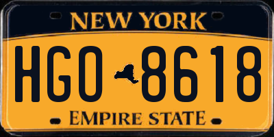 NY license plate HGO8618