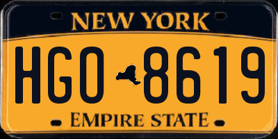 NY license plate HGO8619